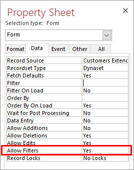 Select Allow filters Option