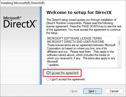 select-i-accept-the-agreement-on-directx-setup-window
