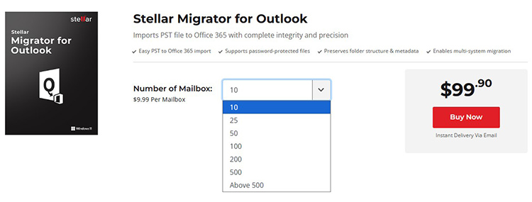 select the number of mailboxes