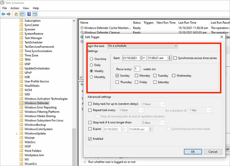 change trigger settings to fix the Antimalware Service Executable issue