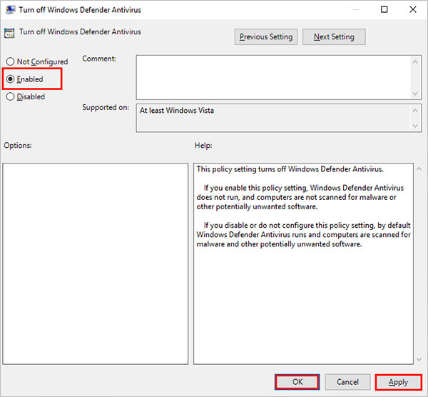 enable the settings to fix Antimalware Service Executable high cpu issue