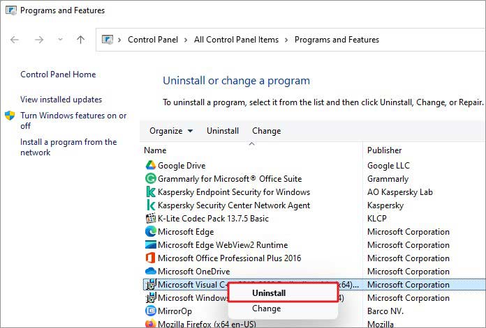 uninstall-older-microsoft-visual-C+redistributable-package-from-system