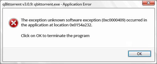 prompt showing software exception error 0xc0000409 on windows 11/10 computer