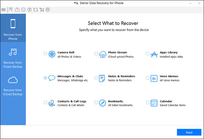 select what to recover