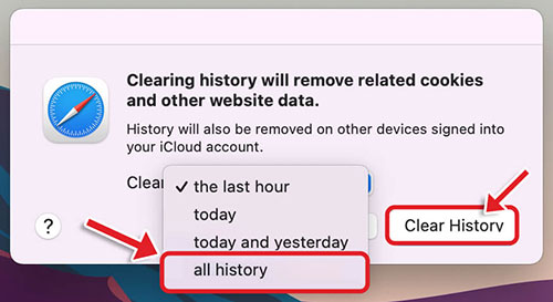 click Clear History