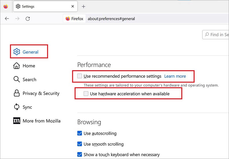 Disable Hardware Acceleration in Firefox