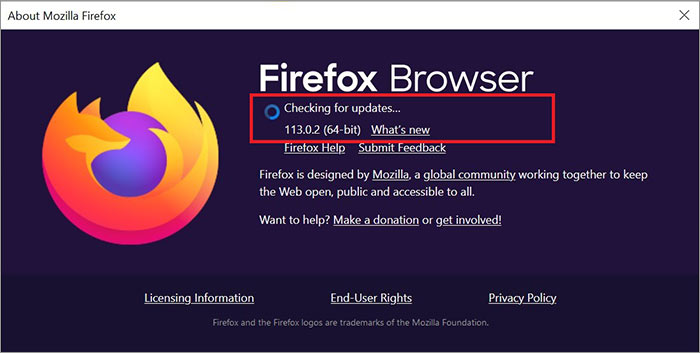 Firefox check for updates