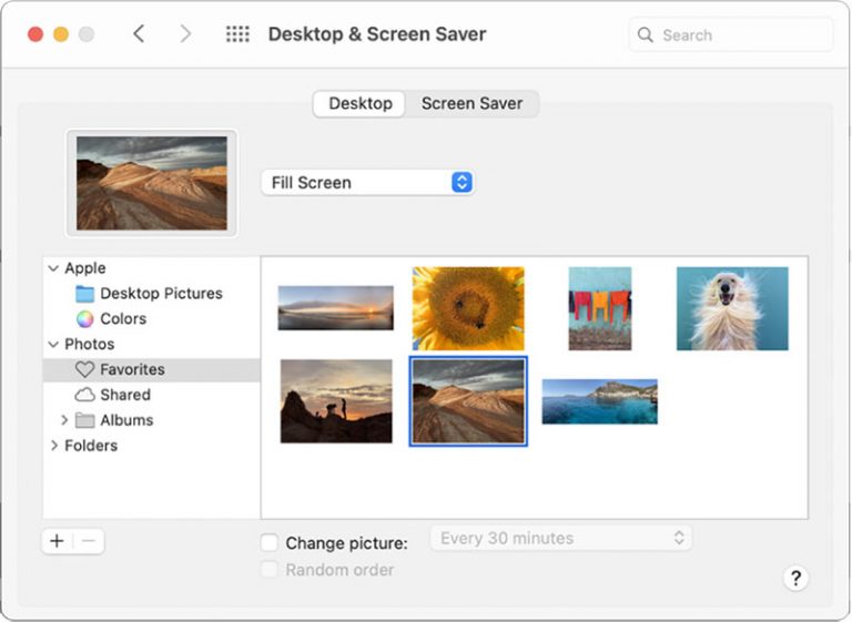 Illustrazione: Cartella Desktop e Screensaver sul Mac