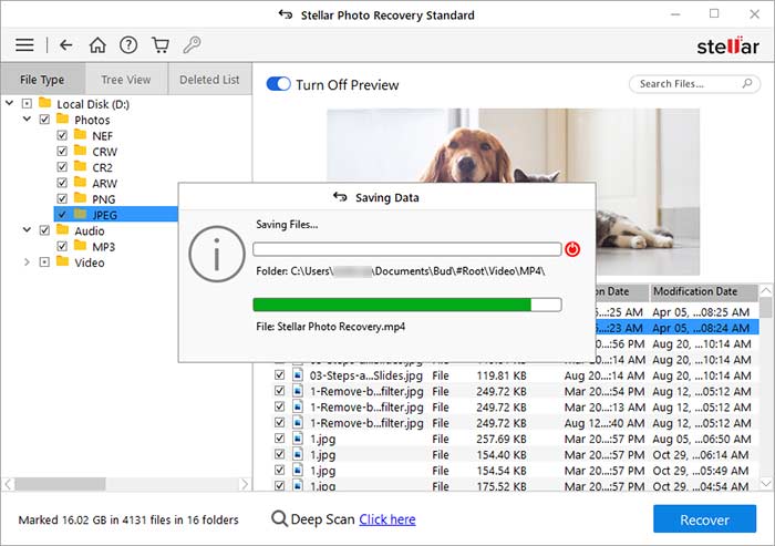 save recovered videos