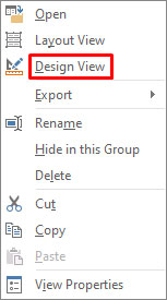 Click Design View