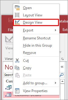 Click On Design View