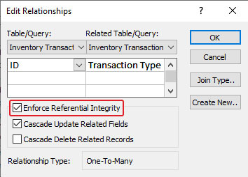 Enable Enforce Referential Integrity Option