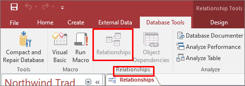 Go To Database Tools To Choose Relationships