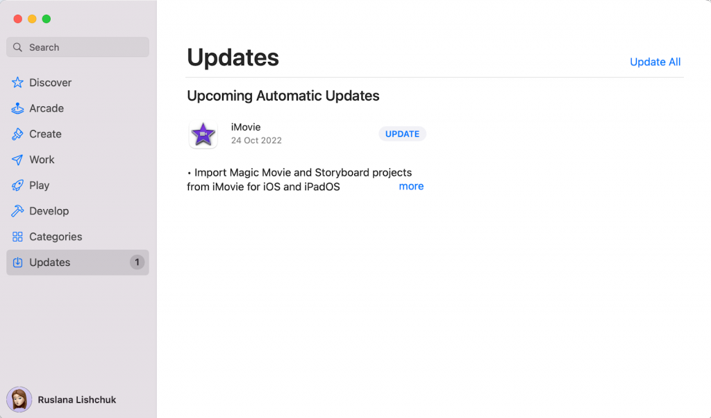 App Store > Updates tab