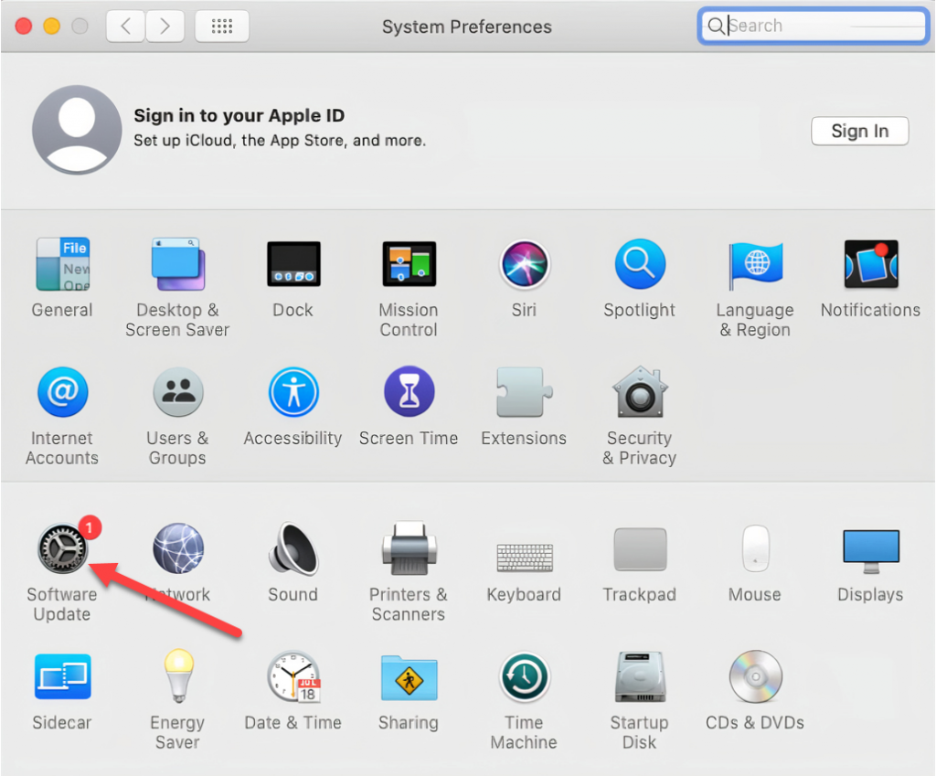 System Preferences - Software Update