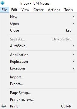 Open Lotus Notes client and click on file for export option