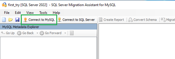 Click on Connect to MySQL button