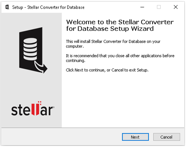 Stellar Converter for Database Setup Wizard