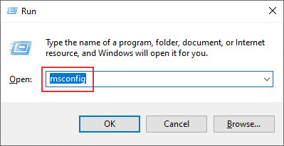 type msconfig command to open system configuration settings