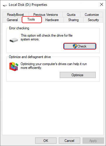 use error check tool to fix the fatal device hardware issue