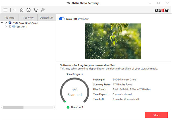 scan recover progress