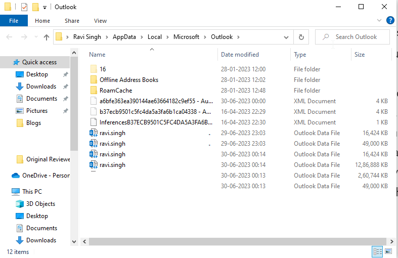 Locate Outlook Data File