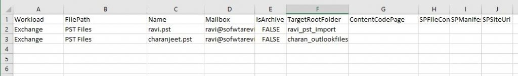 Sample PST Import Mapping File.