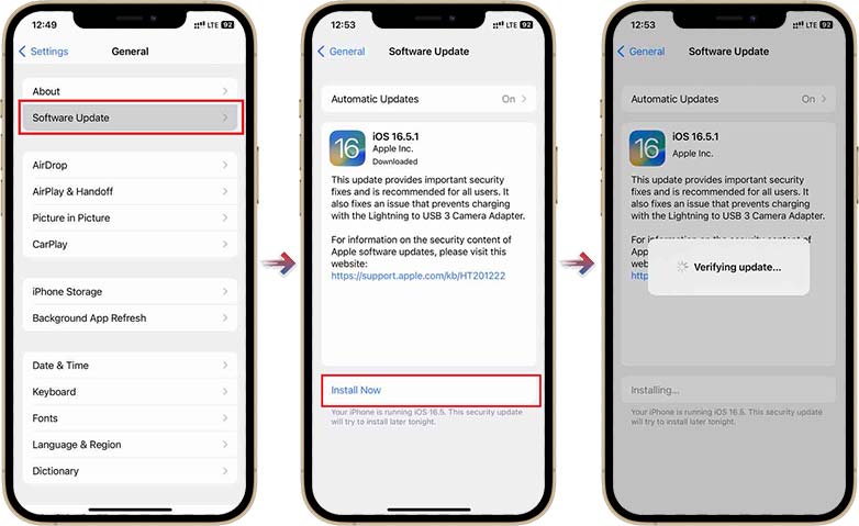 Check whether iOS is up to date to fix imessage not working on iPhone