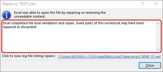 Click Close Option In Repair Message