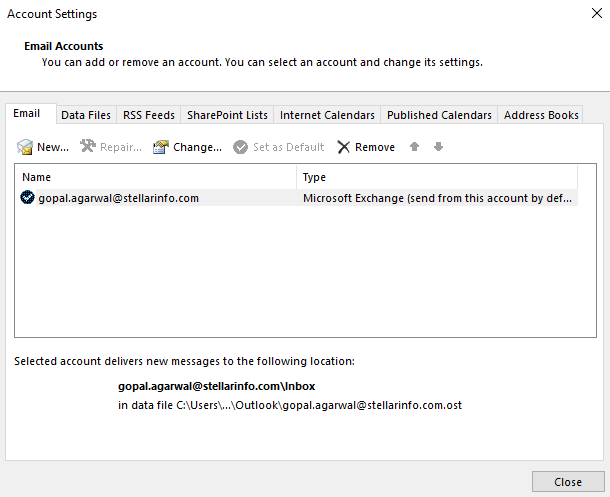 Outlook and go to File > Account Settings > Account Settings.