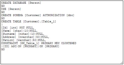 Creating Database using MSSQL