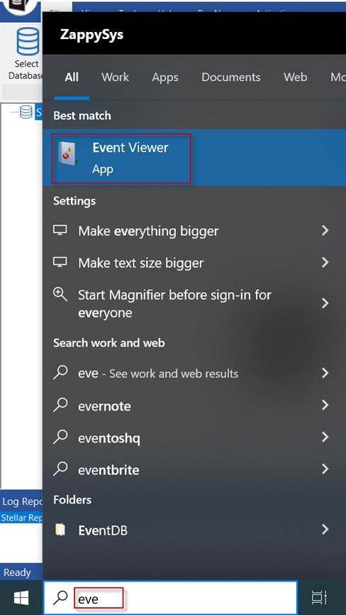 Event viewer in windows