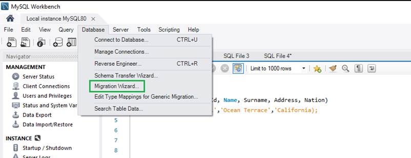 Moving to Migration Wizard from Database