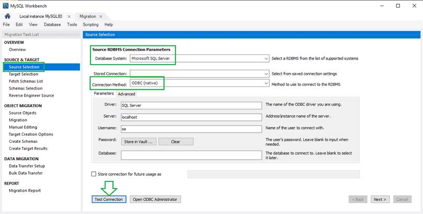 Source Selection for MSSQL server