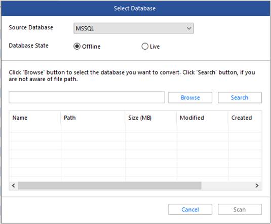 Selecting Database using Scan