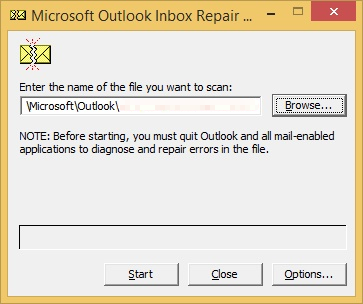 Browse and Select PST for Inbox Repair Tool, By Clicking ‘Start’ Button for  Scanning PST File Errors