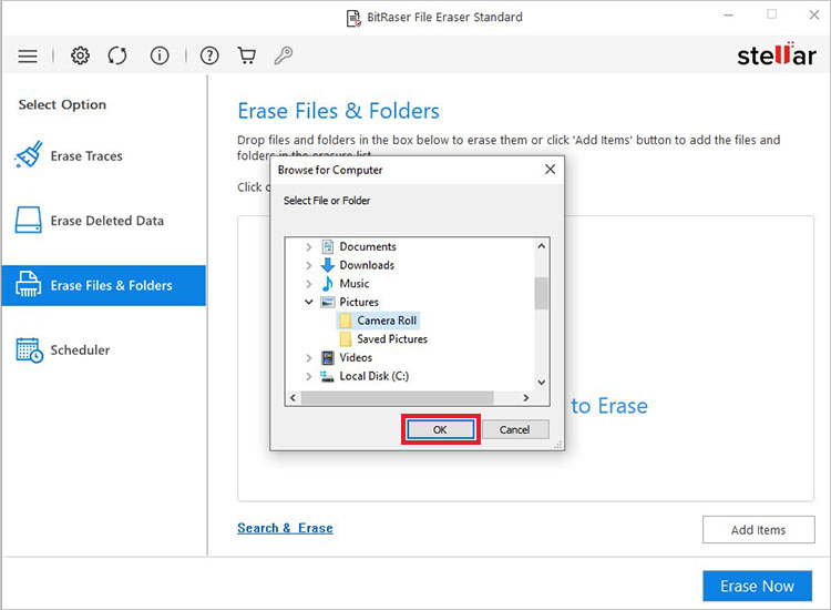 select files and folders that you want to erase permanently from your laptop