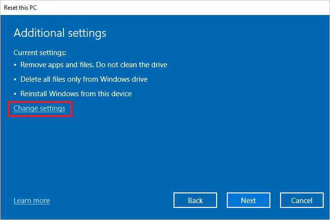 change the settings to permanently remove data from your laptop