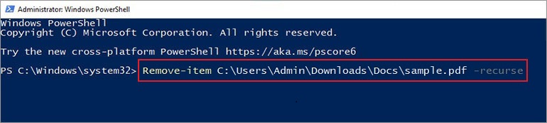 use the remove item command in powershell to permanently erase files from windows computer