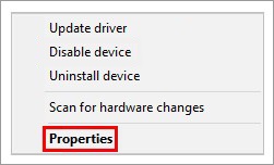 Open device Properties to disable the device and fix the wudfhost.exe high cpu usage problem