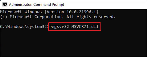 regsvr32 MSVCR71.dll