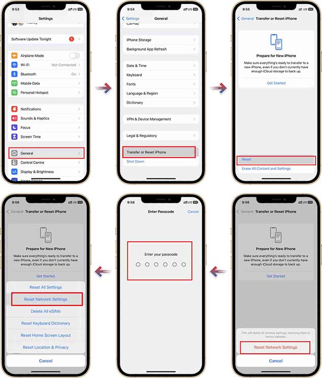 reset network settings to fix imessage not working