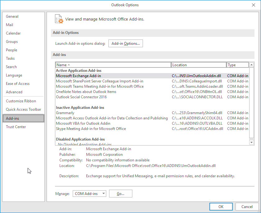 File > Options > Add-Ins