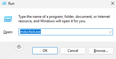 Use this mdsched.exe on Run window