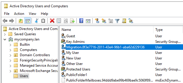Users Organizational Unit in the Active Directory
