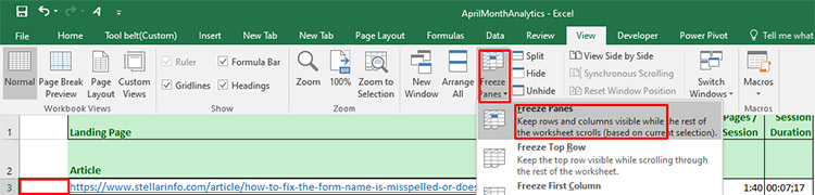Excel Freeze Pane Issue: Fix with Correct Cell Positioning