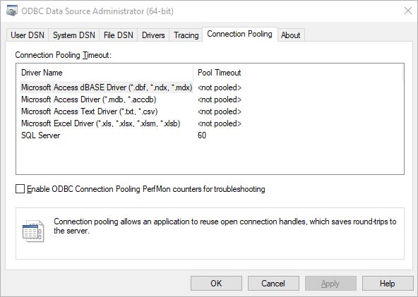 Adding the Connection Pooling and selecting Driver with its Pool timeout