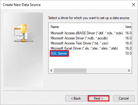 Neue Datenquelle erstellen auf SQL Server