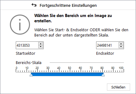 Starten Sie die Erstellung eines Abbilds des Laufwerks