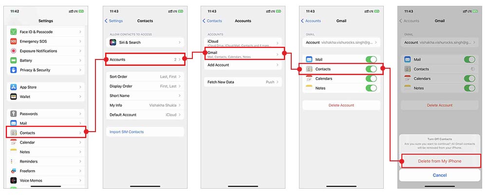 Delete All Contacts from Gmail or Other Accounts on iPhone